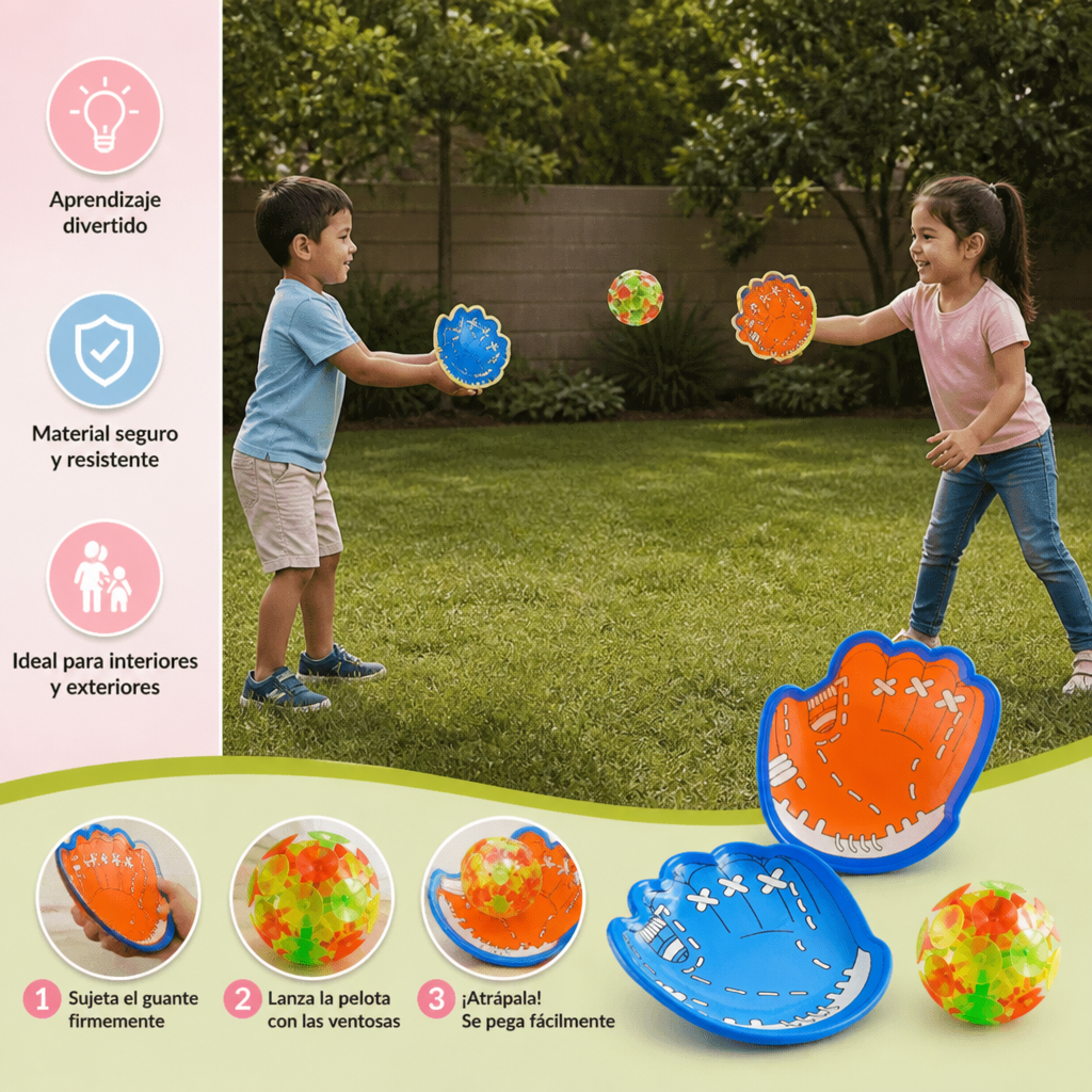 Set infantil para atrapar pelotas con ventosas