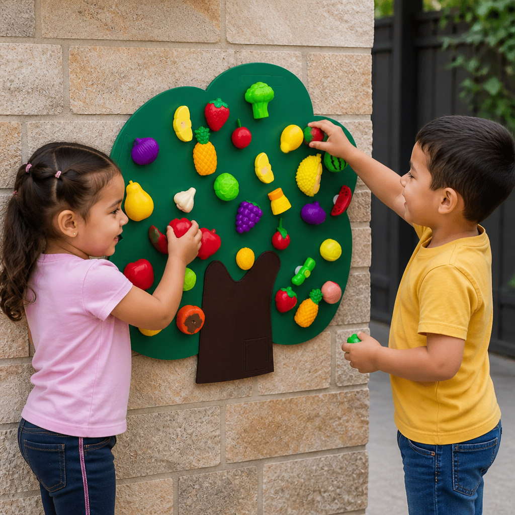 Tablero de actividades de árbol frutal de fieltro – Juguete educativo Montessori