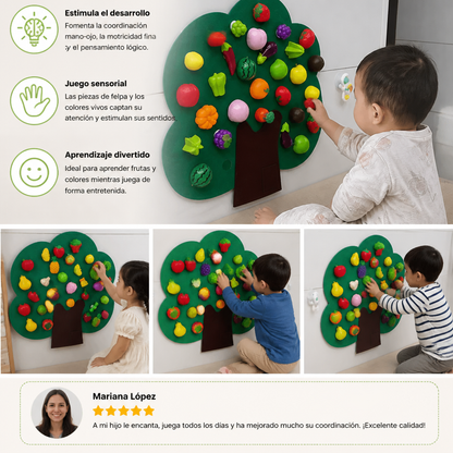 Tablero de actividades de árbol frutal de fieltro – Juguete educativo Montessori