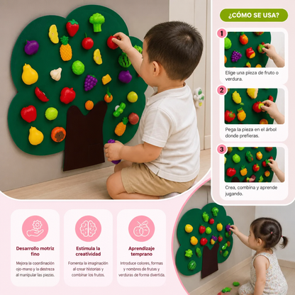 Tablero de actividades de árbol frutal de fieltro – Juguete educativo Montessori