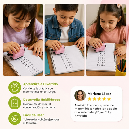 Sello Rodillo de Matemáticas 4 en 1 – Práctica de Suma, Resta, Multiplicación y División
