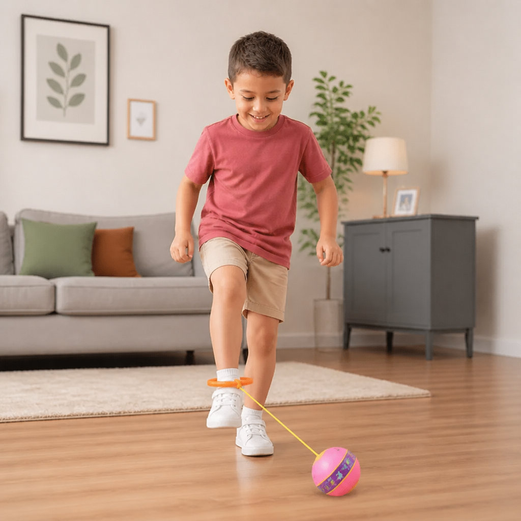 Juguete interactivo de pelota giratoria para el tobillo para niños