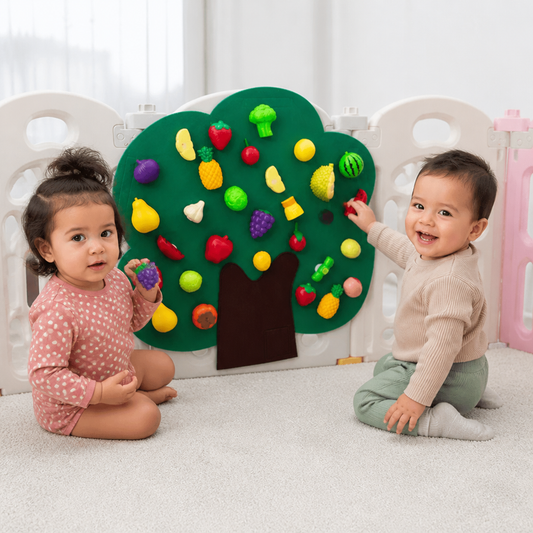Tablero de actividades de árbol frutal de fieltro – Juguete educativo Montessori