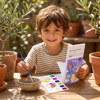 Libro de acuarelas todo en uno con pinturas y pincel integrados