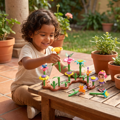 Juego de Jardín de Flores para Insertar Piezas para Niños – Juguete Creativo de Plantación y Aprendizaje para Pequeños Jardineros y Jardineras