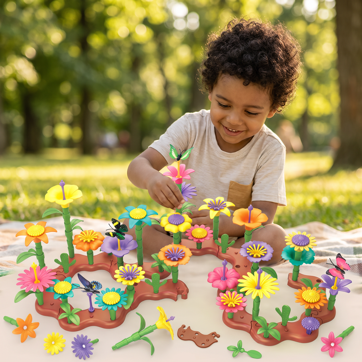 Juego de Jardín de Flores para Insertar Piezas para Niños – Juguete Creativo de Plantación y Aprendizaje para Pequeños Jardineros y Jardineras