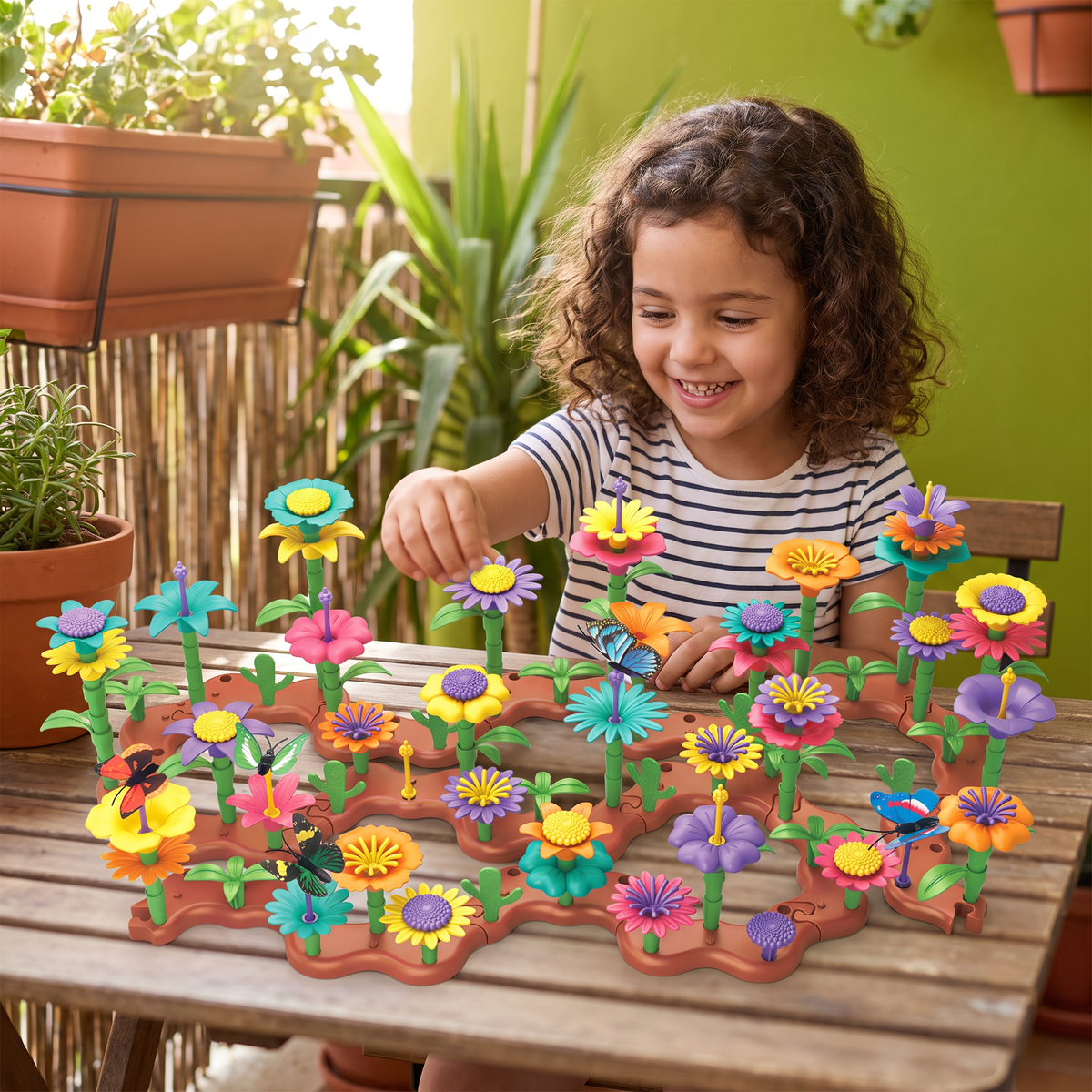 Juego de Jardín de Flores para Insertar Piezas para Niños – Juguete Creativo de Plantación y Aprendizaje para Pequeños Jardineros y Jardineras