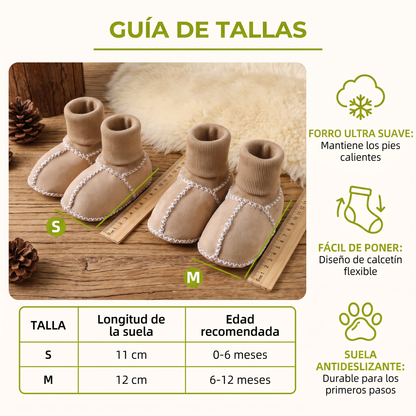 Zapatos tipo calcetín forrados para invierno para bebé con acabado estilo gamuza