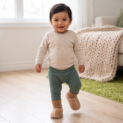 Zapatos tipo calcetín forrados para invierno para bebé con acabado estilo gamuza