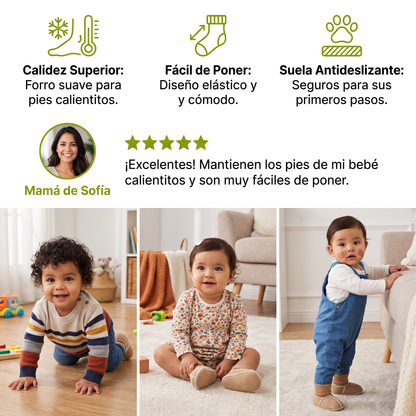 Zapatos tipo calcetín forrados para invierno para bebé con acabado estilo gamuza