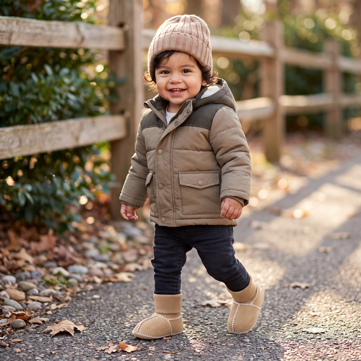 Zapatos tipo calcetín forrados para invierno para bebé con acabado estilo gamuza