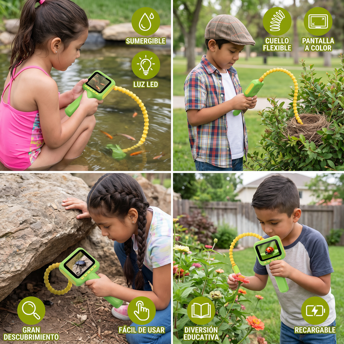 Cámara Exploradora Infantil – Juguete de Exploración Submarina y de la Naturaleza con Luz y Pantalla