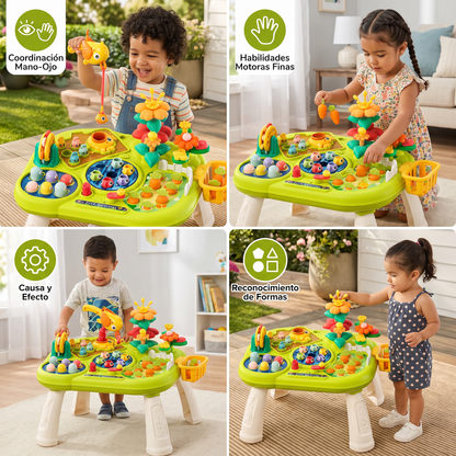 Mesa de juegos multifuncional para niños con múltiples estaciones de juego
