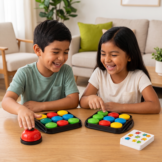 Juego educativo de campanas familiares para combinar patrones de colores