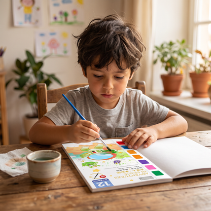 Libro de acuarelas todo en uno con pinturas y pincel integrados