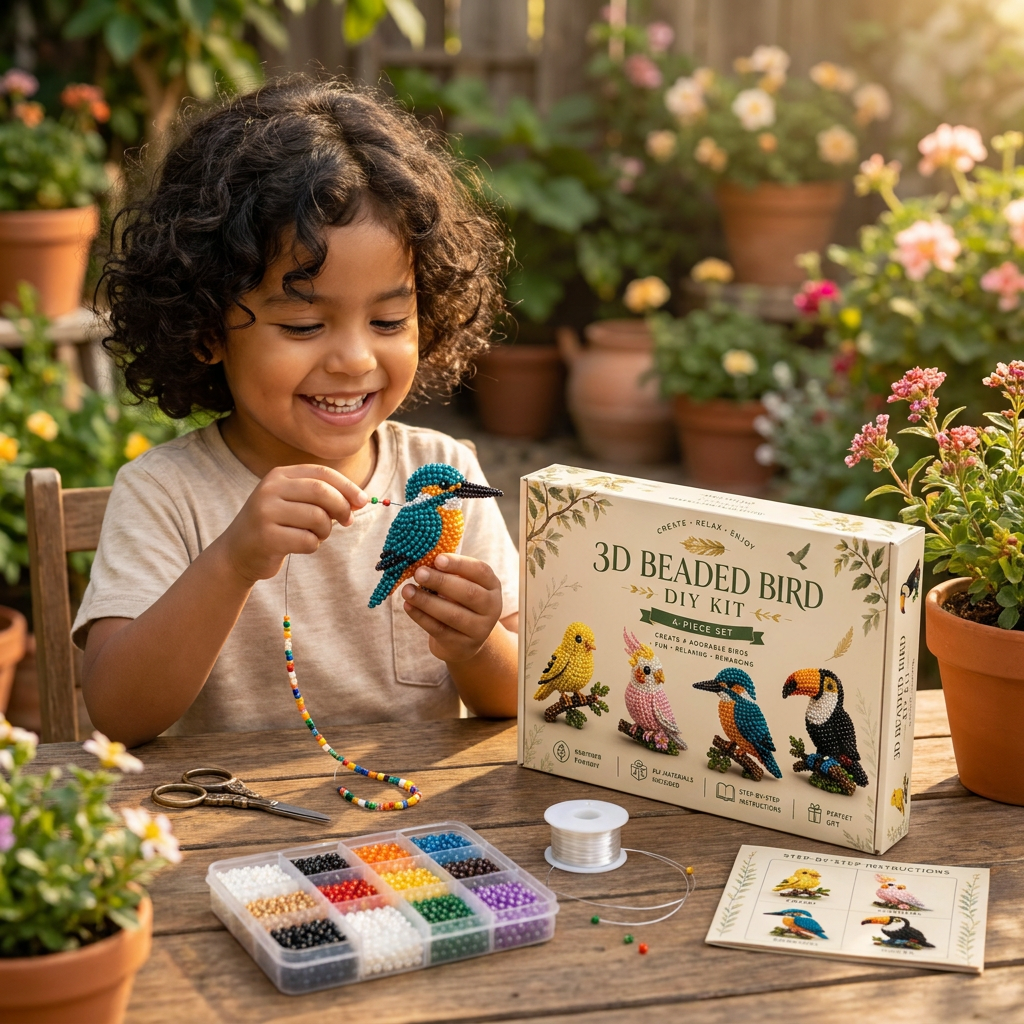 Set de Manualidades de Animales con Cuentas 3D – Kit DIY de Mini Arte con Cuentas para Principiantes