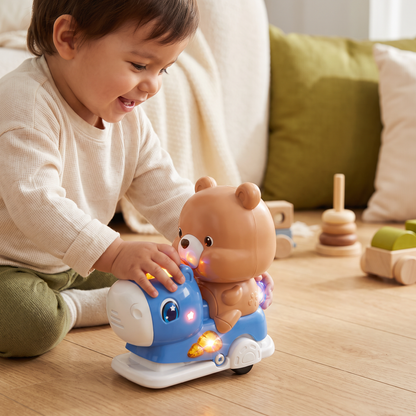 Juguete interactivo de balanceo con animales, música y luces