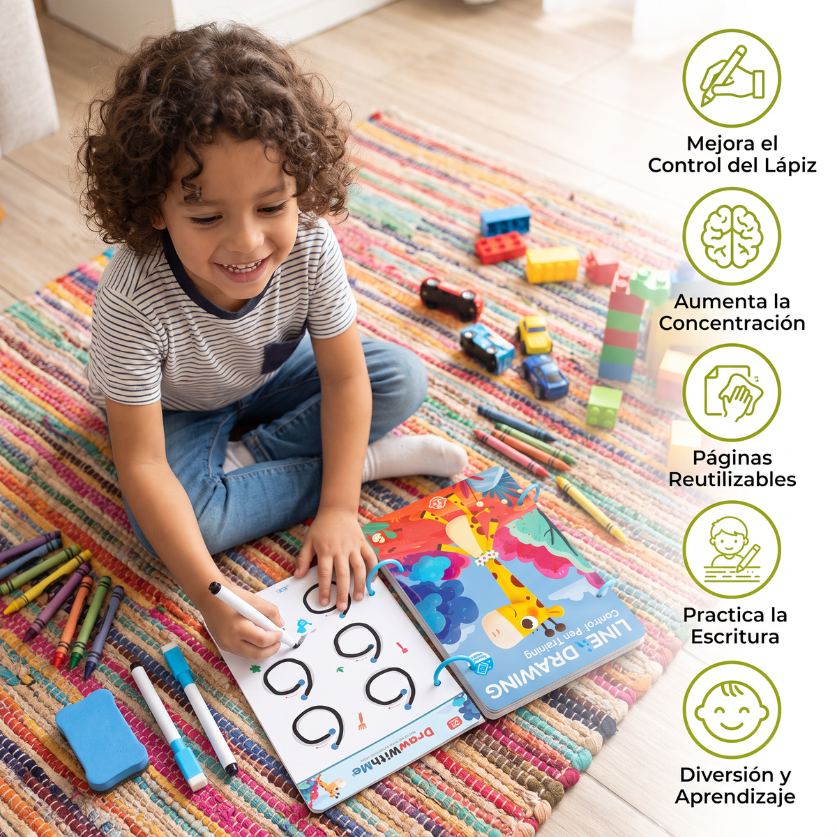 Libro de entrenamiento para el control del lápiz para niños