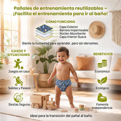 Pañales de entrenamiento reutilizables – ¡Facilita el entrenamiento para ir al baño!