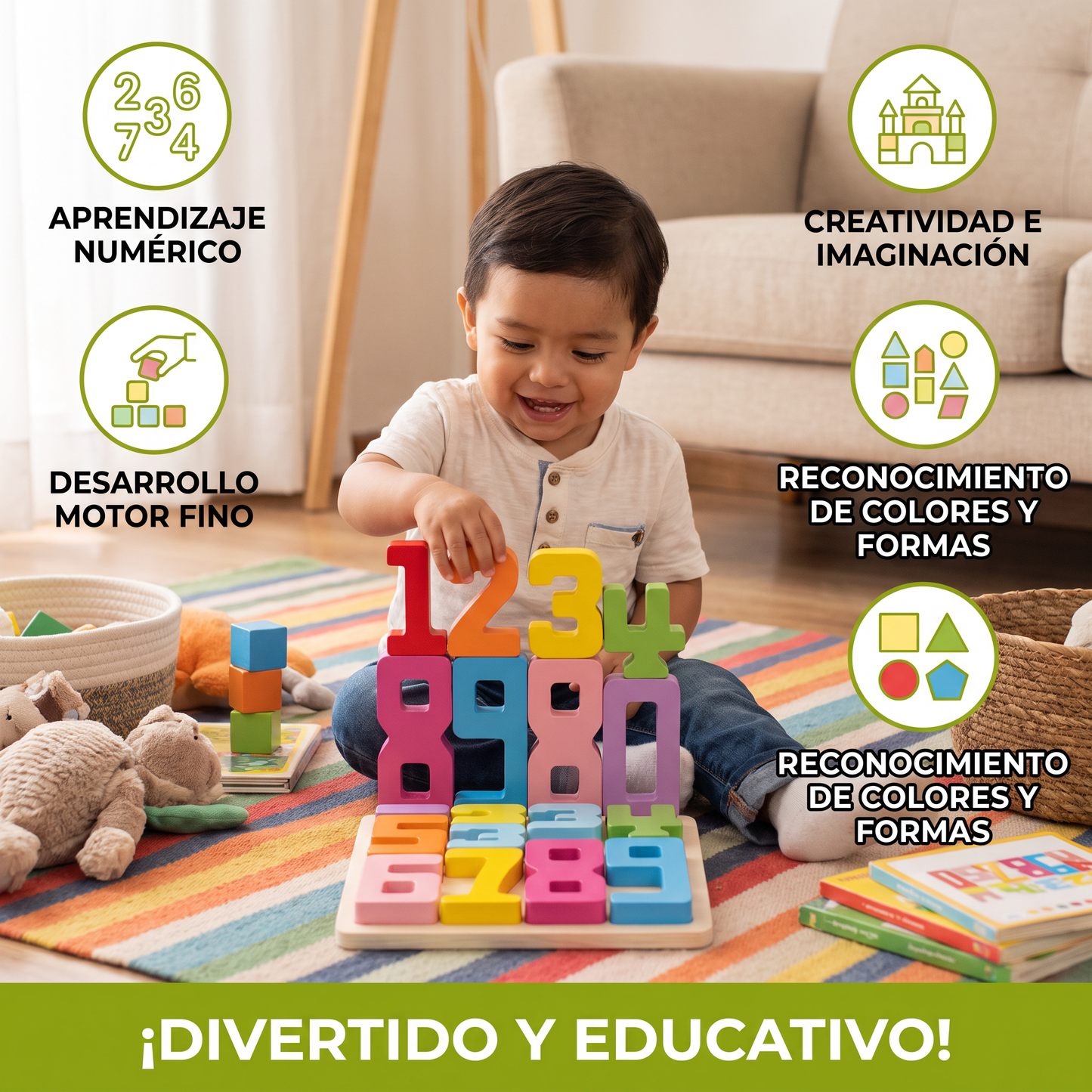 Bloques educativos de matemáticas y aprendizaje de números