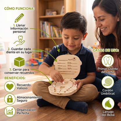 Caja de dientes de madera para niños – Almacenamiento de dientes de leche y caja de recuerdos