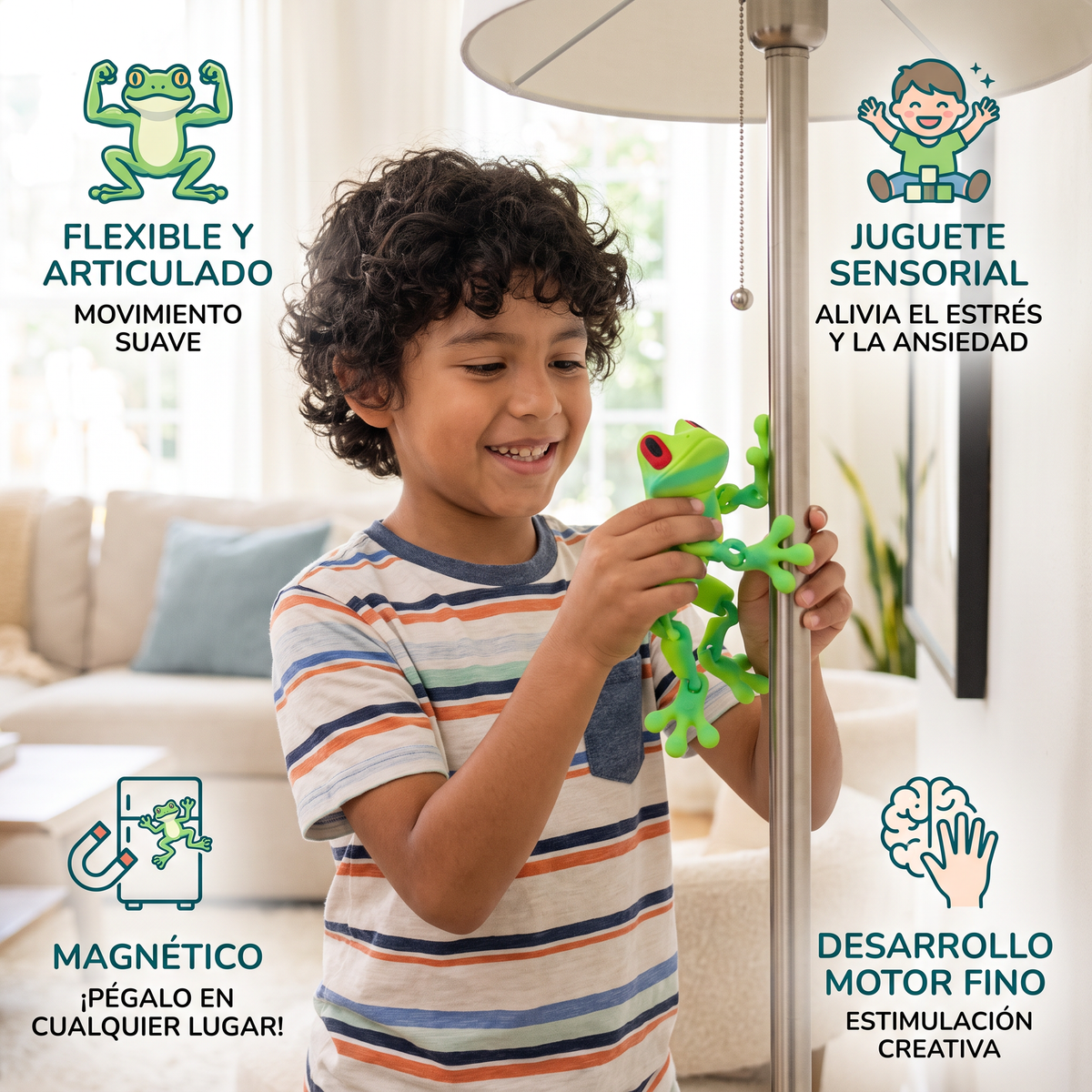 Juguete fidget de rana flexible magnético impreso en 3D
