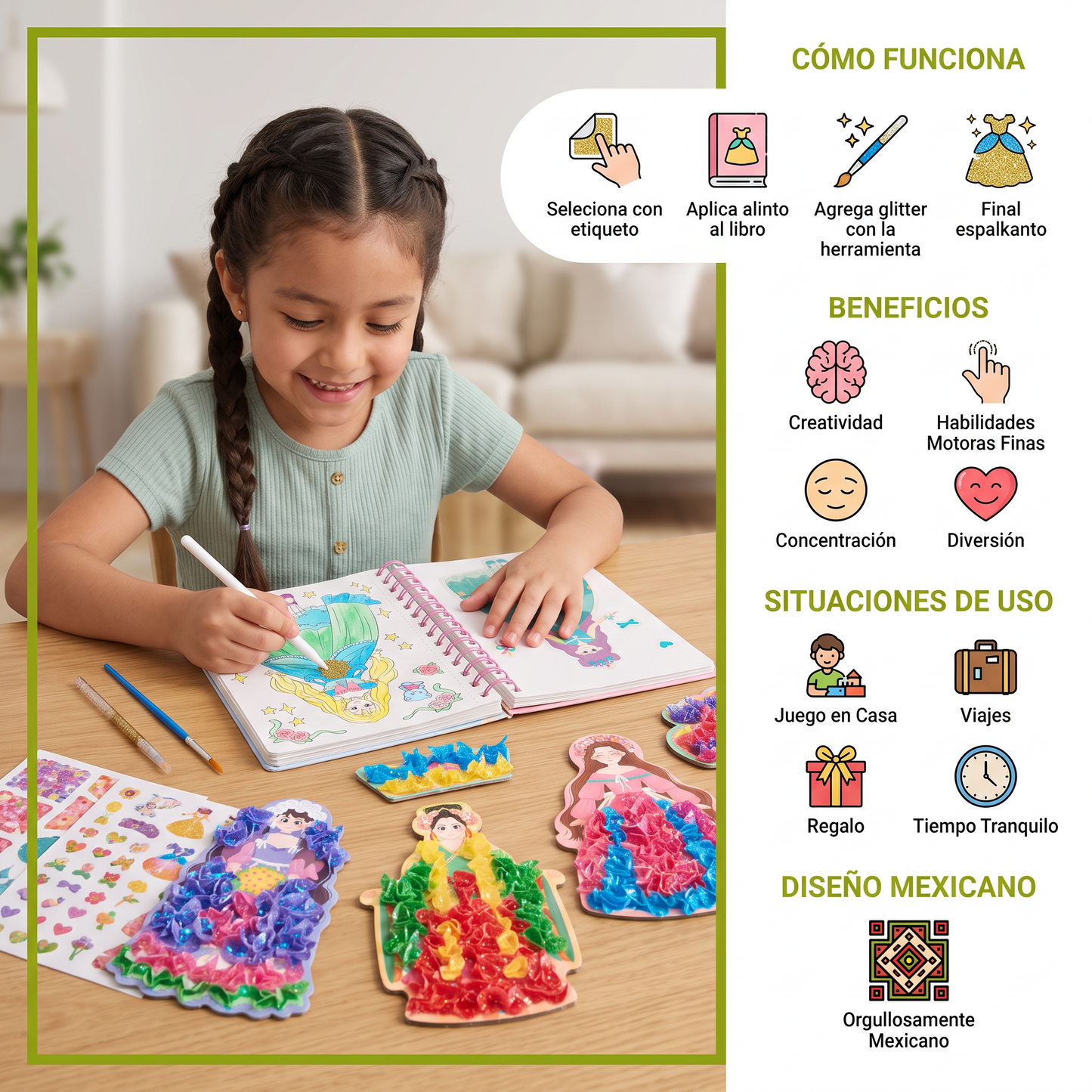 Cuaderno de pegatinas y diseño de vestidos de princesa