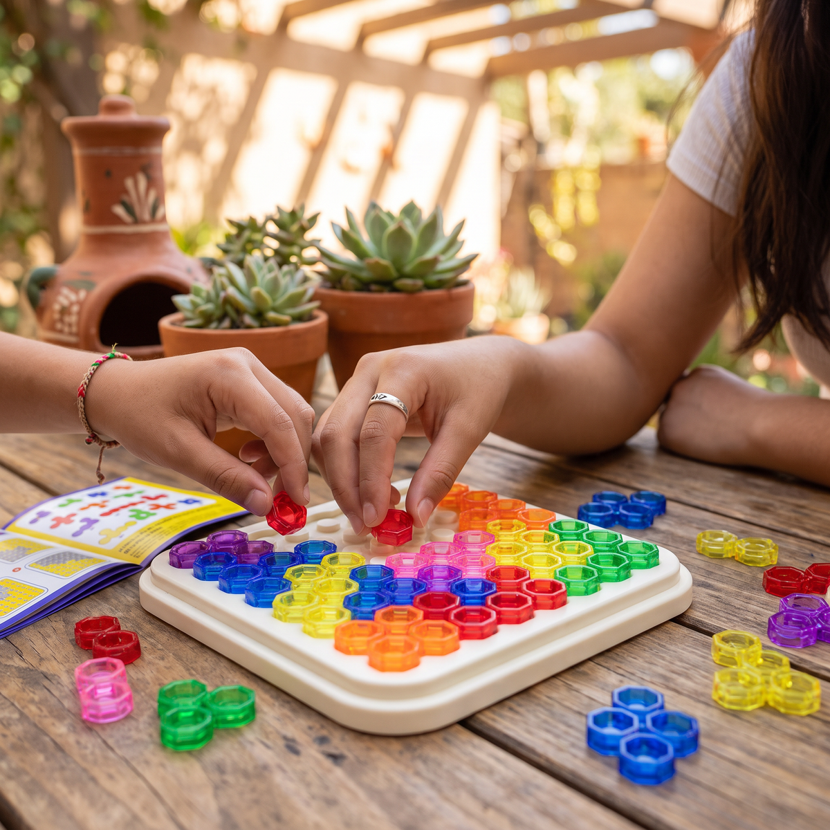 Tablero de Rompecabezas de Cuentas Arcoíris – Juego de Lógica y Resolución de Problemas
