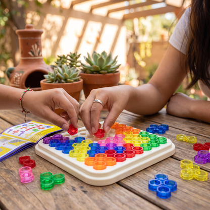 Tablero de Rompecabezas de Cuentas Arcoíris – Juego de Lógica y Resolución de Problemas