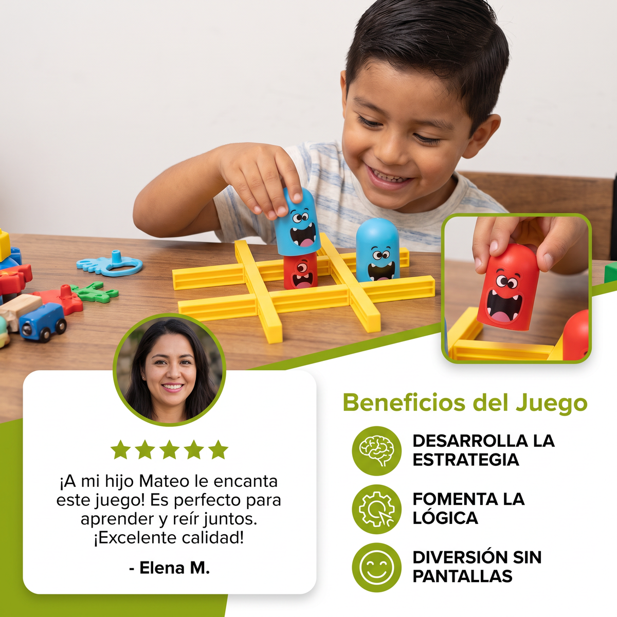 Juego de Tic-Tac-Toe de monstruos para niños – Divertido juego de estrategia para 2 jugadores