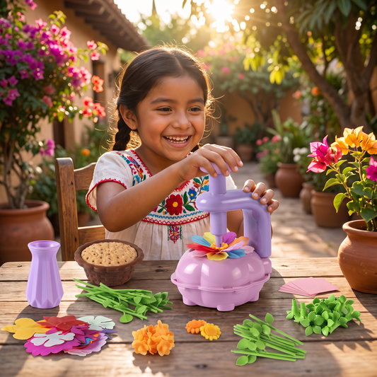 Set de manualidades de ramo de flores para niños con prensa – Kit creativo DIY para niñas