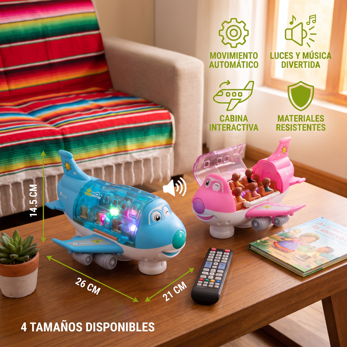Avión de Juguete con Movimiento, Luces y Música