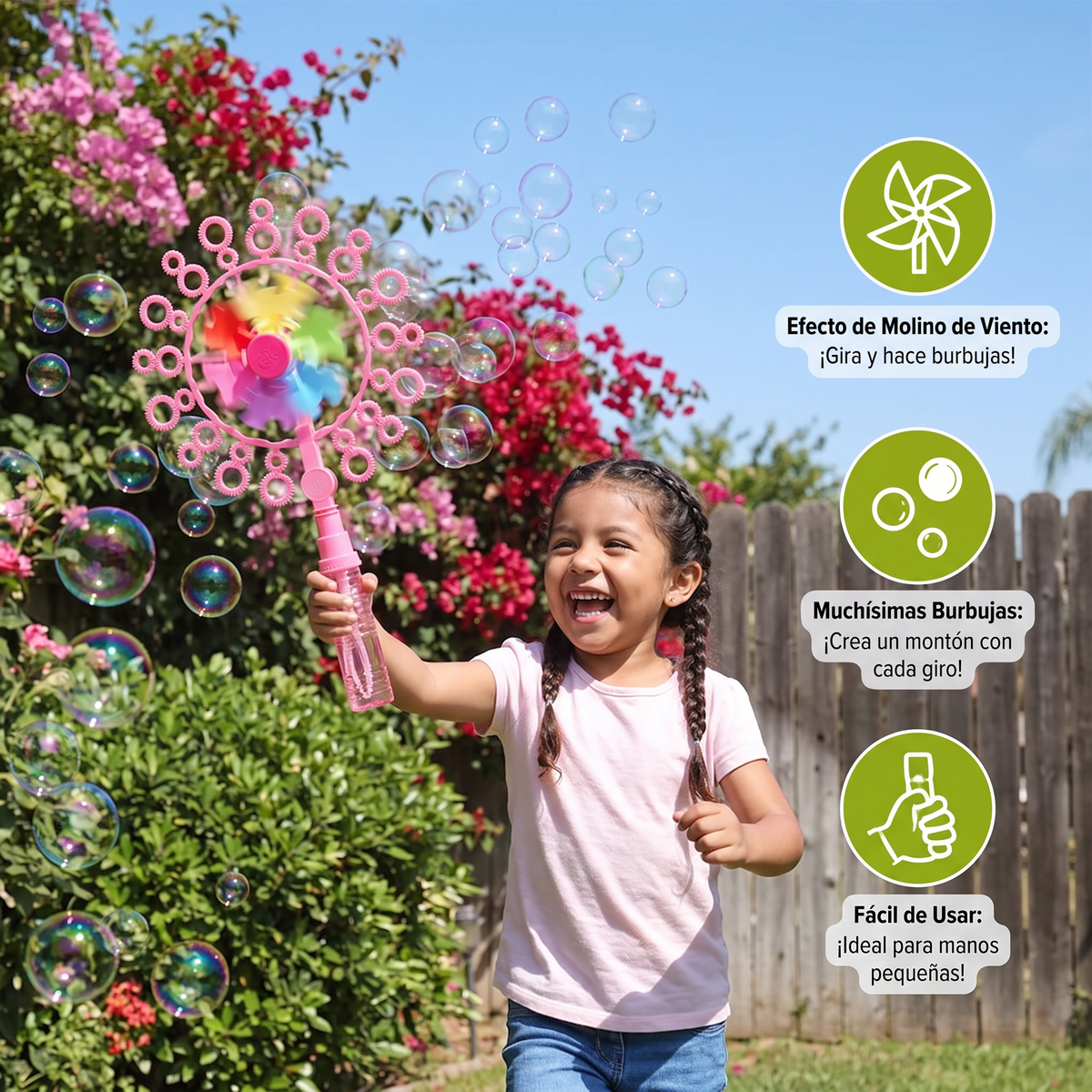 Set de Juguetes de Burbujas para Niños con Diseño de Molino de Viento para Diversión