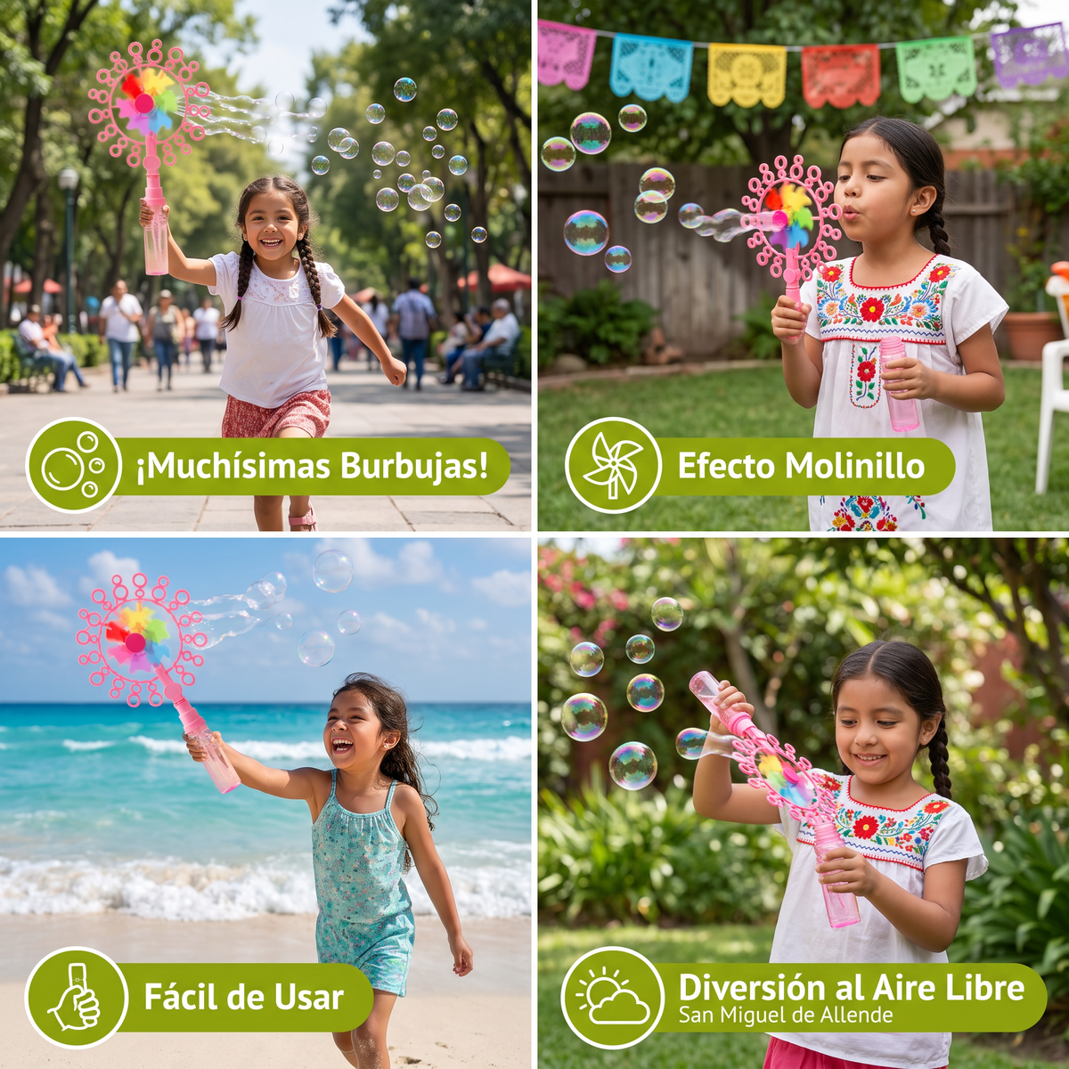 Set de Juguetes de Burbujas para Niños con Diseño de Molino de Viento para Diversión