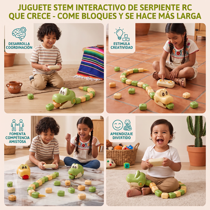 Juguete STEM Interactivo de Serpiente RC Que Crece – Come Bloques y Se Hace Más Larga