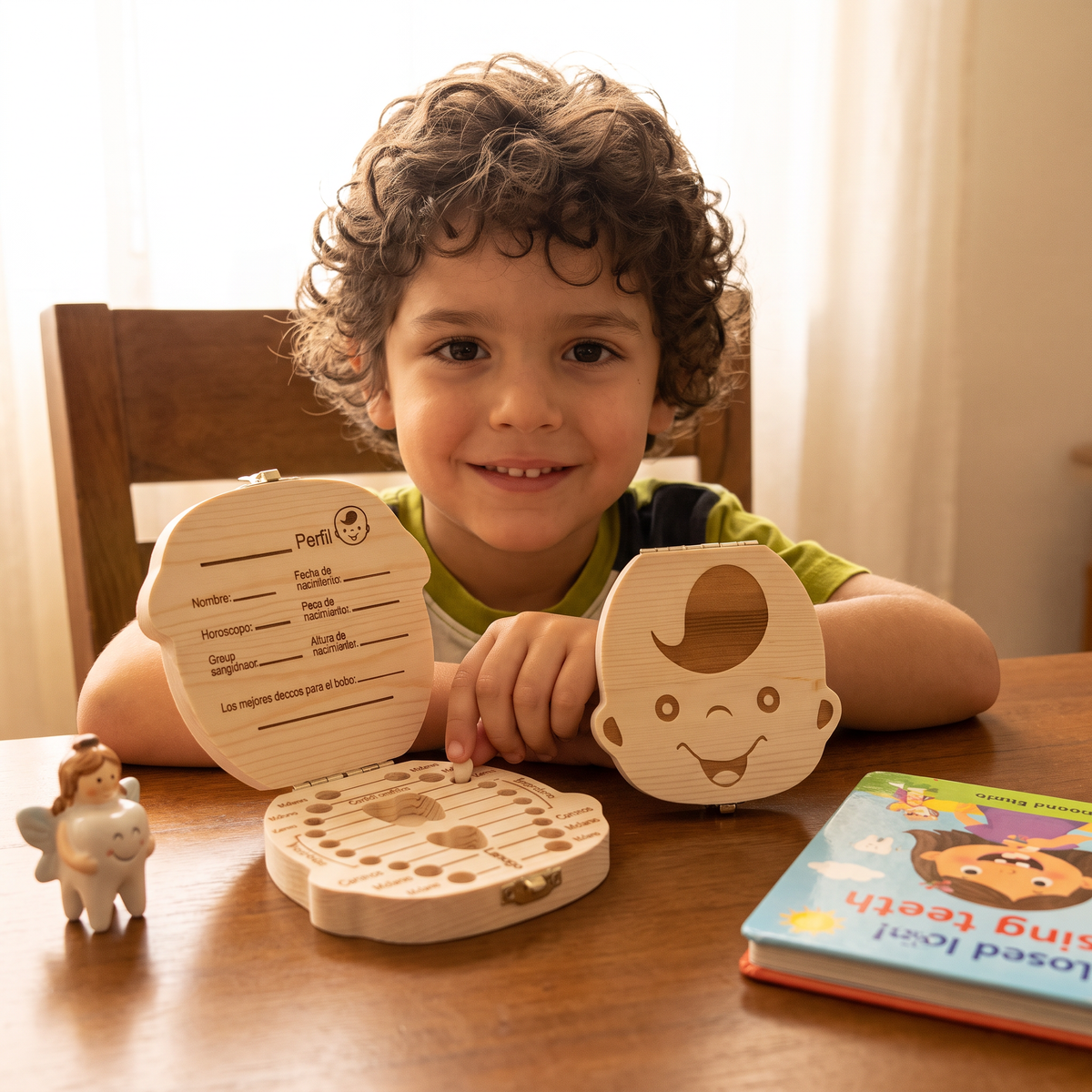 Caja de dientes de madera para niños – Almacenamiento de dientes de leche y caja de recuerdos