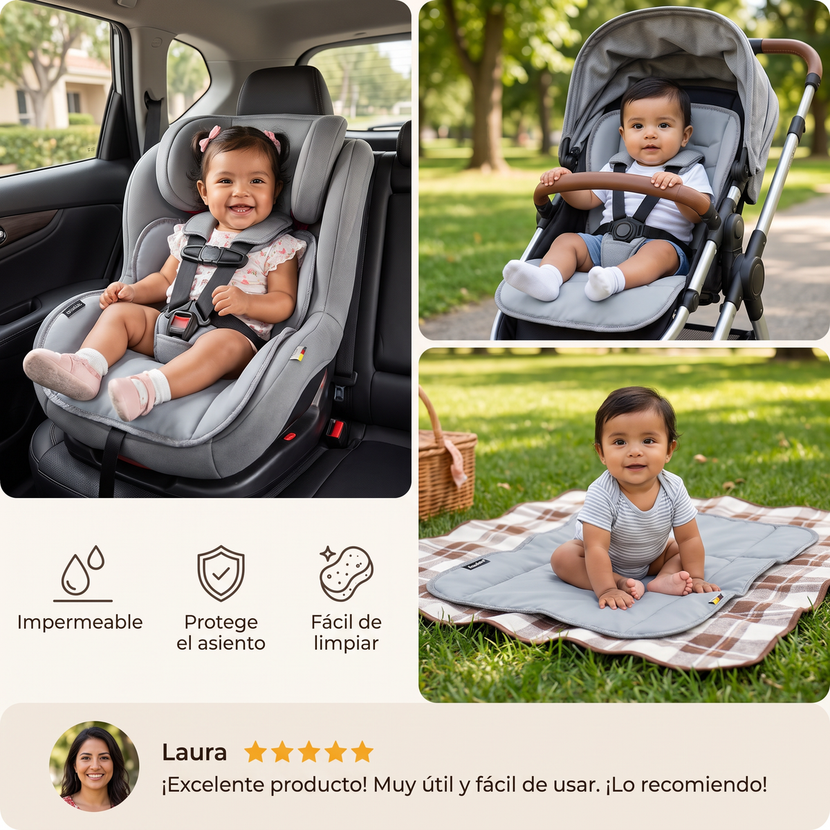 Protector Impermeable para Asiento de Auto para Sillas Infantiles