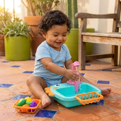 Juguete de Fregadero Infantil de Juego de Roles con Grifo y Diseño de Dinosaurio