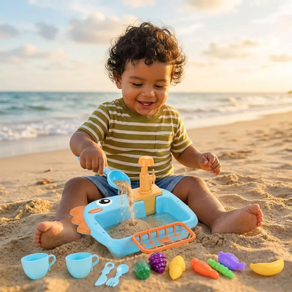 Juguete de Fregadero Infantil de Juego de Roles con Grifo y Diseño de Dinosaurio