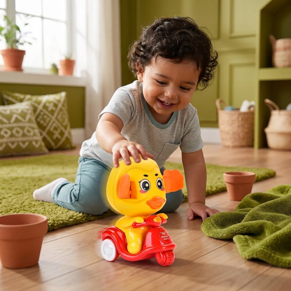 Juguete de Motocicleta de Animalito de Presionar y Soltar – Vehículo Adorable con Juego de Escondite