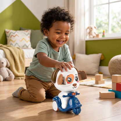 Juguete de Motocicleta de Animalito de Presionar y Soltar – Vehículo Adorable con Juego de Escondite