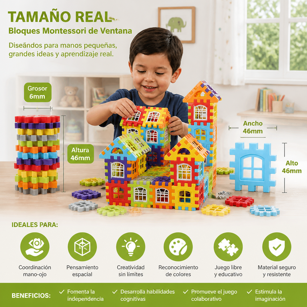 Bloques Montessori de Ventana Para Niños