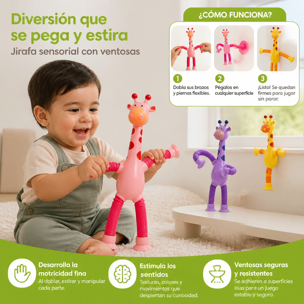 Juguete Sensorial de Jirafa con Ventosa para Bebés