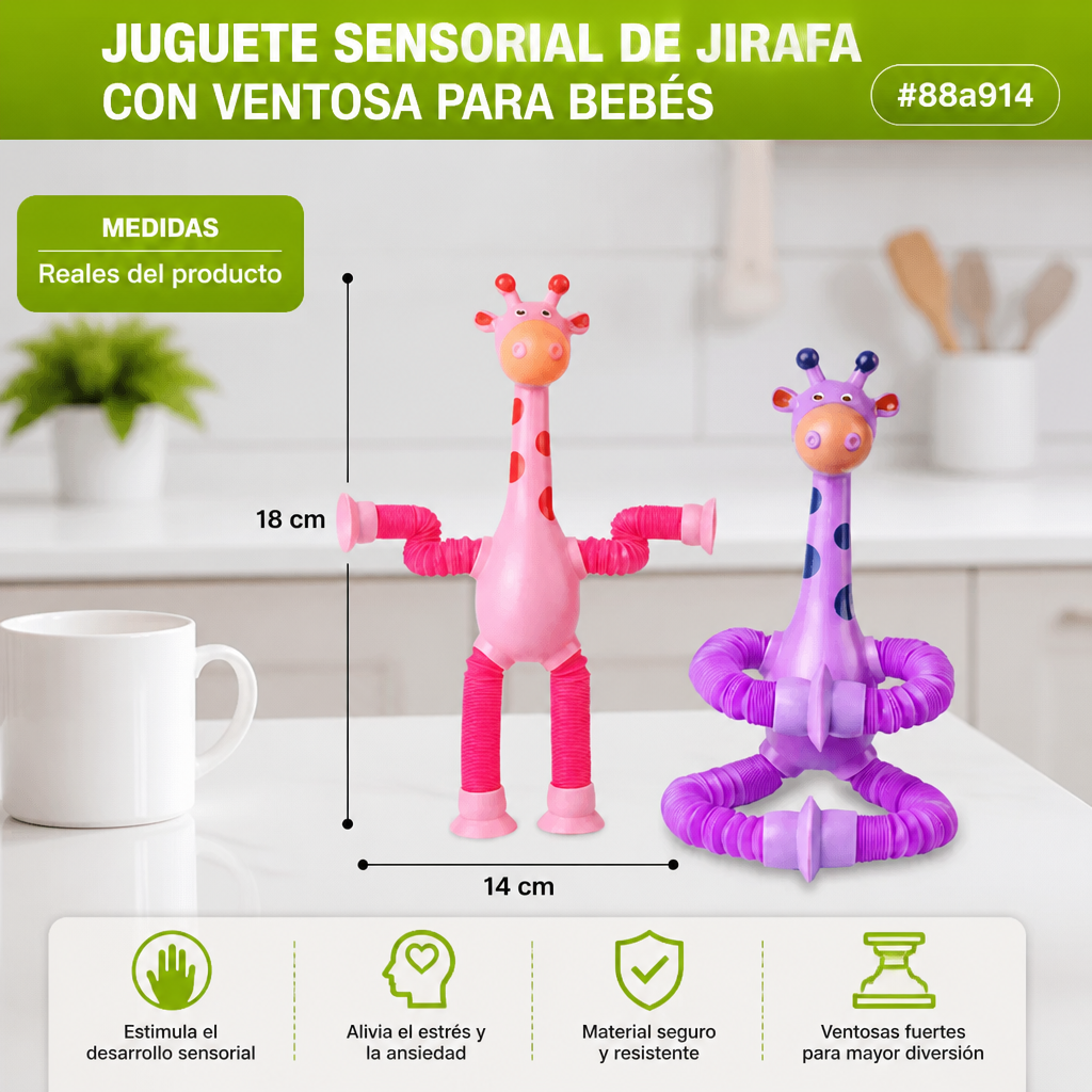 Juguete Sensorial de Jirafa con Ventosa para Bebés