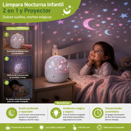 Lámpara Nocturna Infantil 2 En 1 Y Proyector