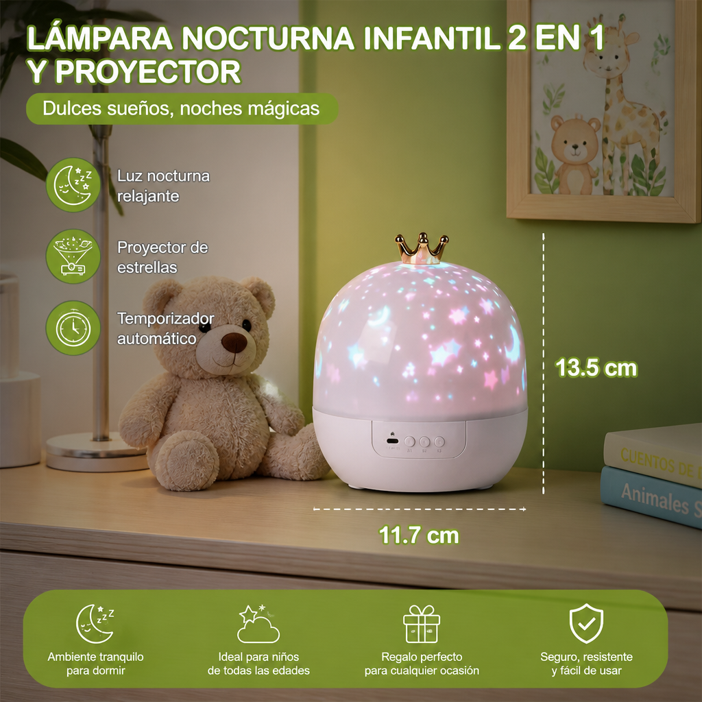 Lámpara Nocturna Infantil 2 En 1 Y Proyector