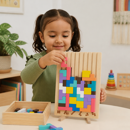 Juego Montessori De Bloques Y Formas De Madera