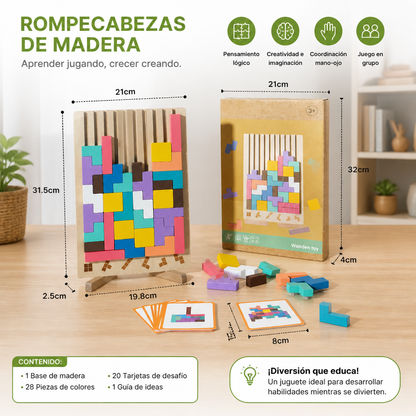 Juego Montessori De Bloques Y Formas De Madera