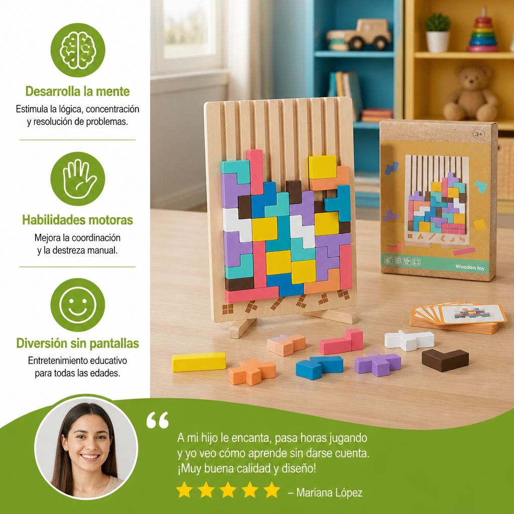 Juego Montessori De Bloques Y Formas De Madera