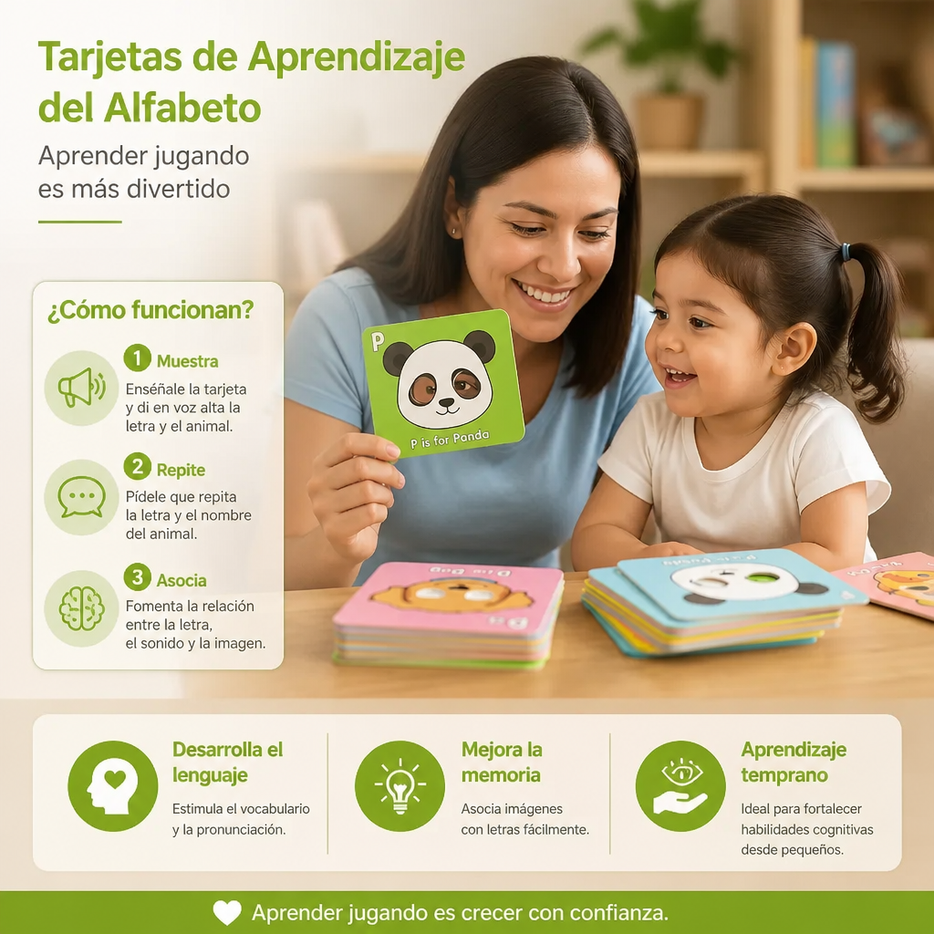 Tarjetas De Aprendizaje Del Alfabeto Con Diseños De Animales